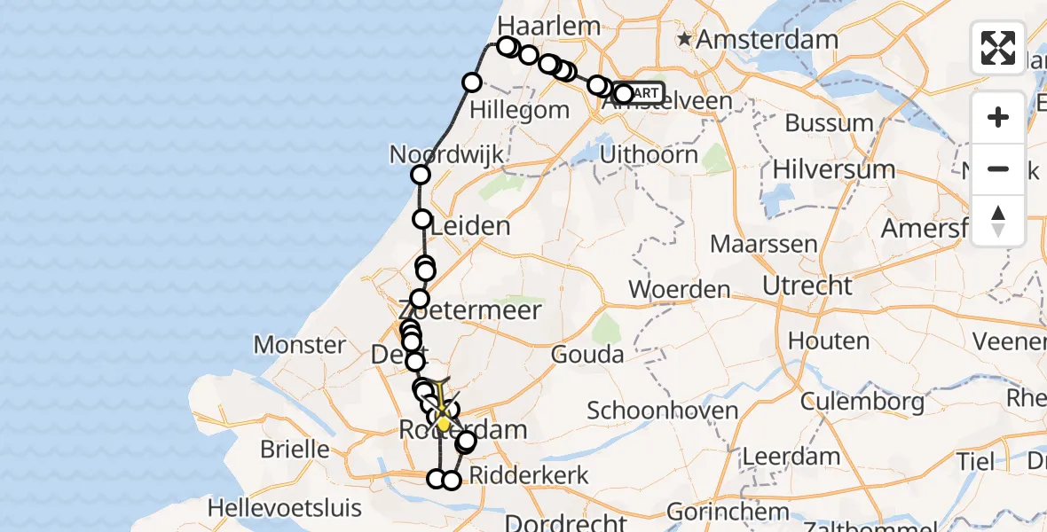 Routekaart van de vlucht: Politieheli naar Rotterdam The Hague Airport, Loevesteinse Randweg