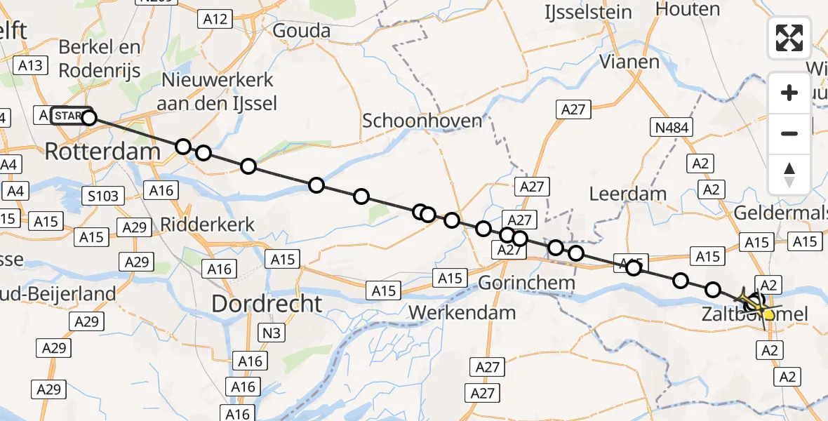 Routekaart van de vlucht: Lifeliner 2 naar Zaltbommel, Van Enckevoirtlaan