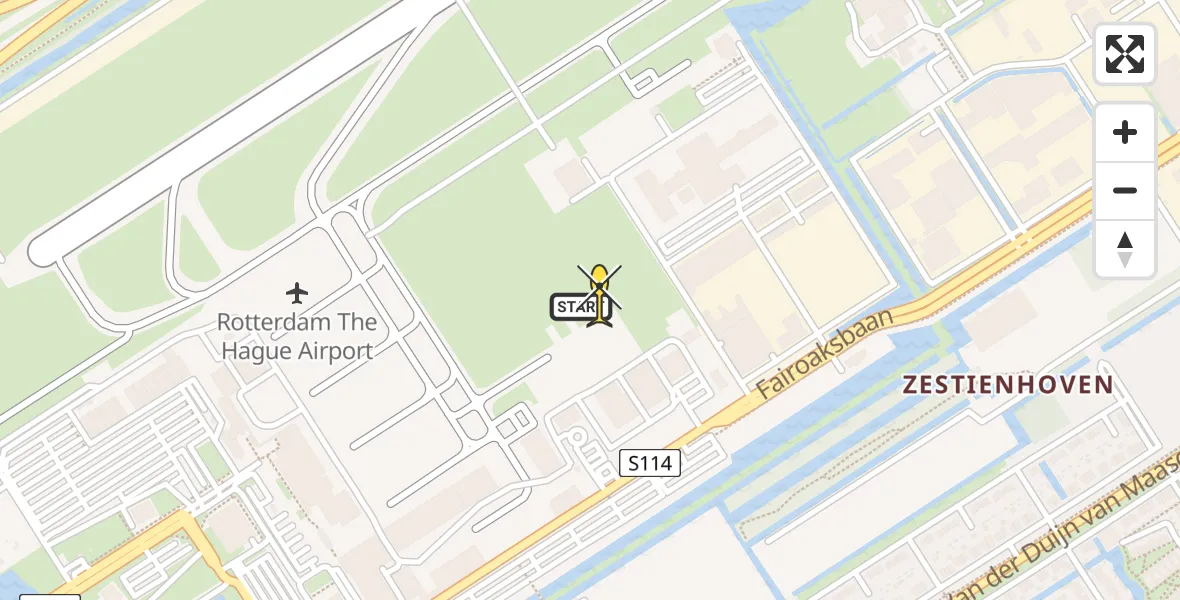 Routekaart van de vlucht: Politieheli naar Rotterdam The Hague Airport, Brandenburgbaan