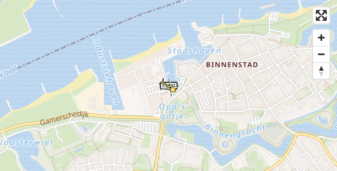 Routekaart van de vlucht: Lifeliner 2 naar Zaltbommel, Havendijk