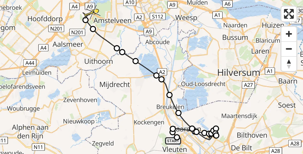 Routekaart van de vlucht: Politiehelikopter naar Schiphol, Kate ter Horstsingel