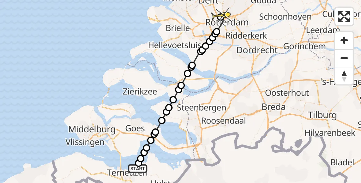 Routekaart van de vlucht: Lifeliner 2 naar Rotterdam The Hague Airport, Insteek