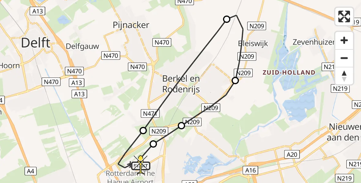 Routekaart van de vlucht: Lifeliner 2 naar Rotterdam The Hague Airport, Vliegveldweg
