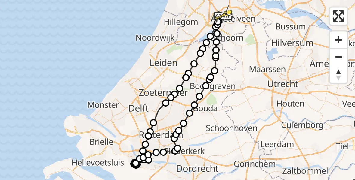 Vluchtroute Politiehelikopter van Schiphol naar Schiphol
