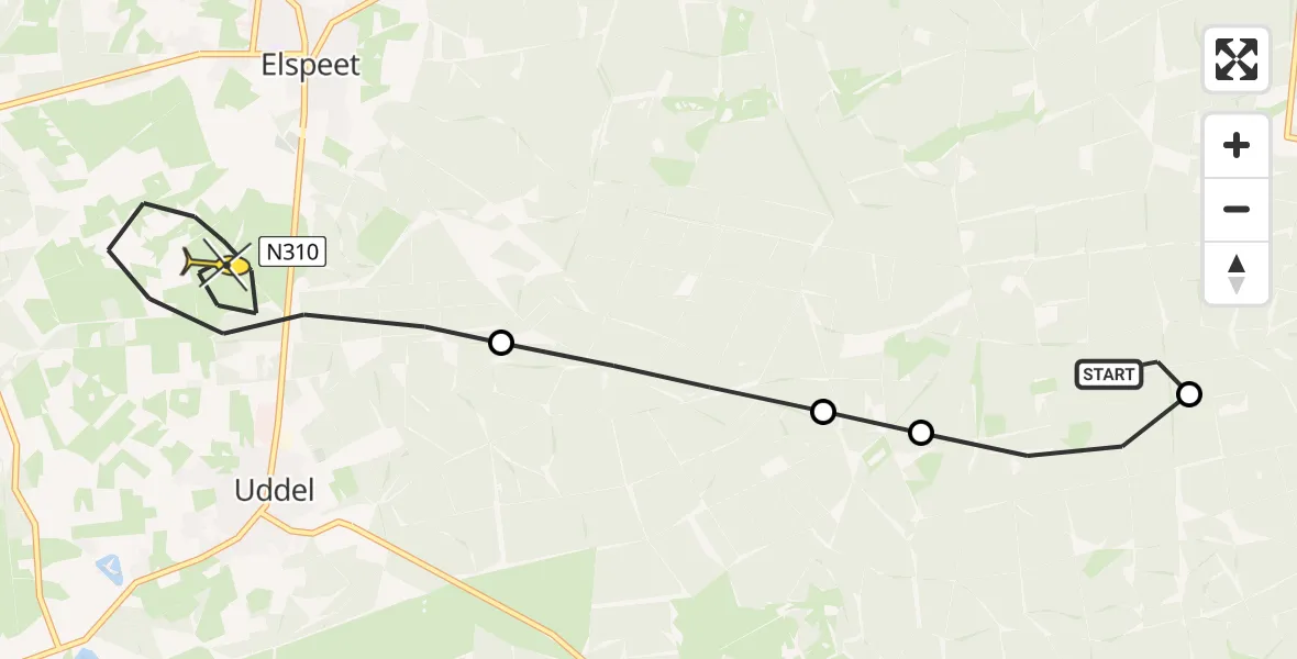 Routekaart van de vlucht: Politiehelikopter naar Elspeet, Dalweg