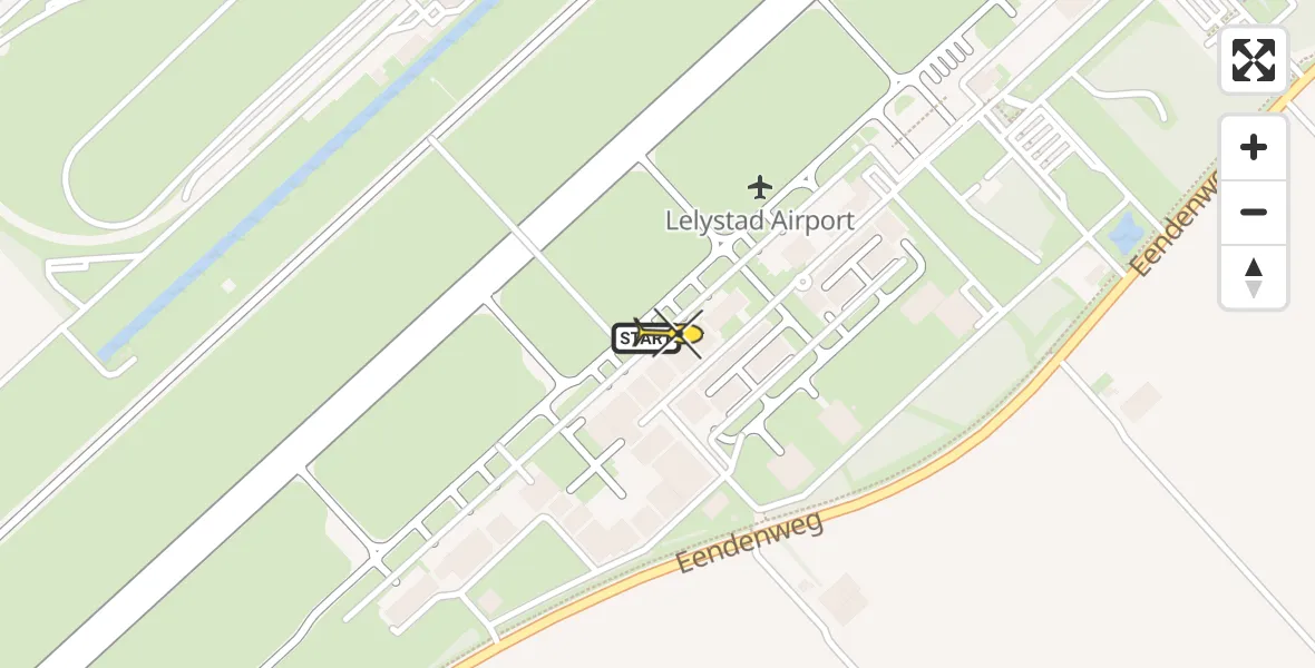 Routekaart van de vlucht: Traumahelikopter naar Lelystad Airport, Emoeweg