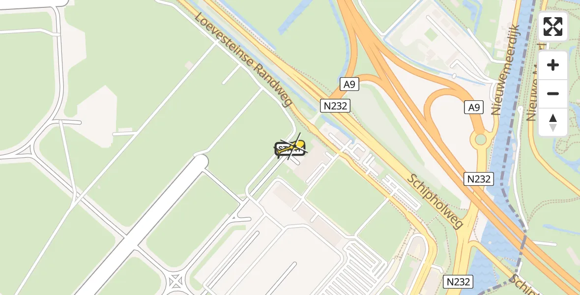 Routekaart van de vlucht: Politieheli naar Schiphol, Loevesteinse Randweg