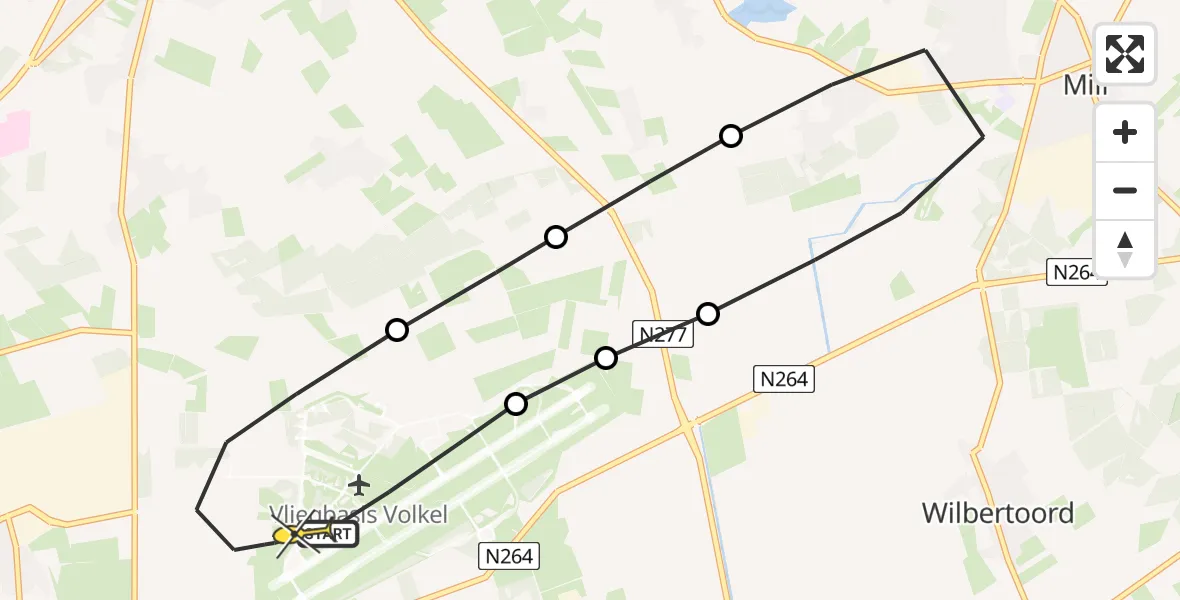 Routekaart van de vlucht: Lifeliner 3 naar Vliegbasis Volkel, Zeelandsedijk