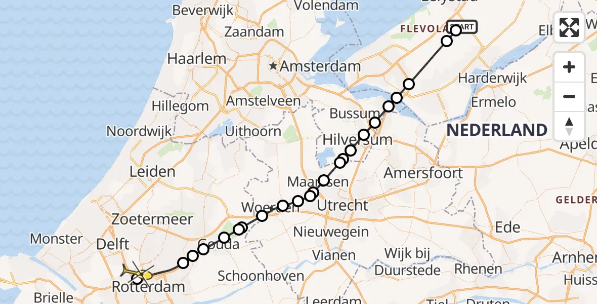 Routekaart van de vlucht: Traumaheli naar Rotterdam The Hague Airport, Talingweg