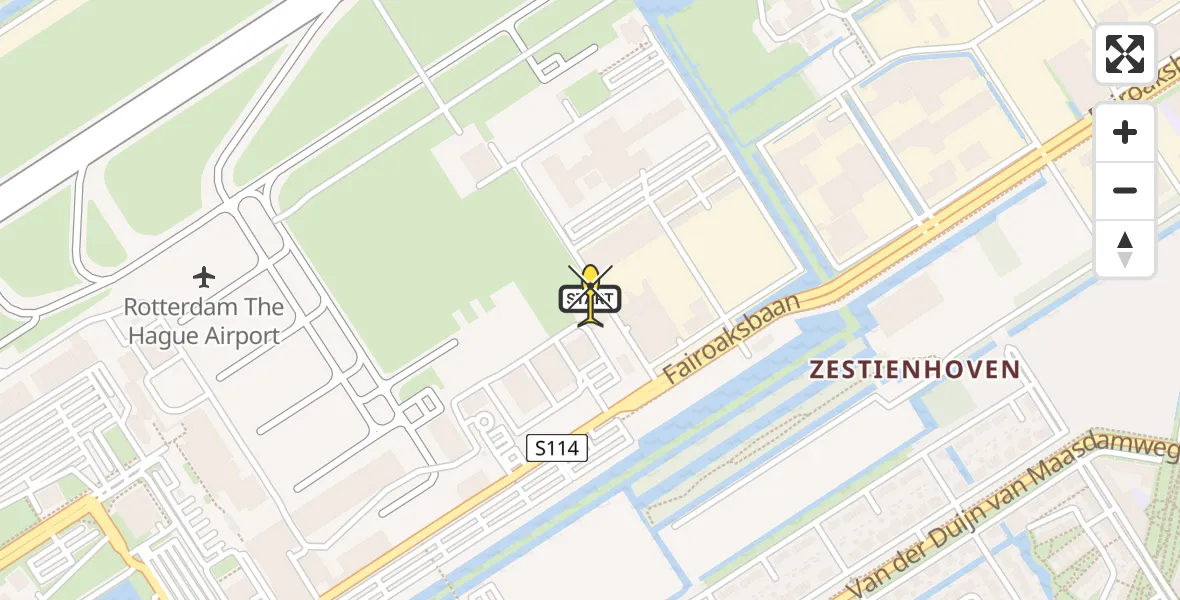 Routekaart van de vlucht: Traumahelikopter naar Rotterdam The Hague Airport, Brandenburgbaan