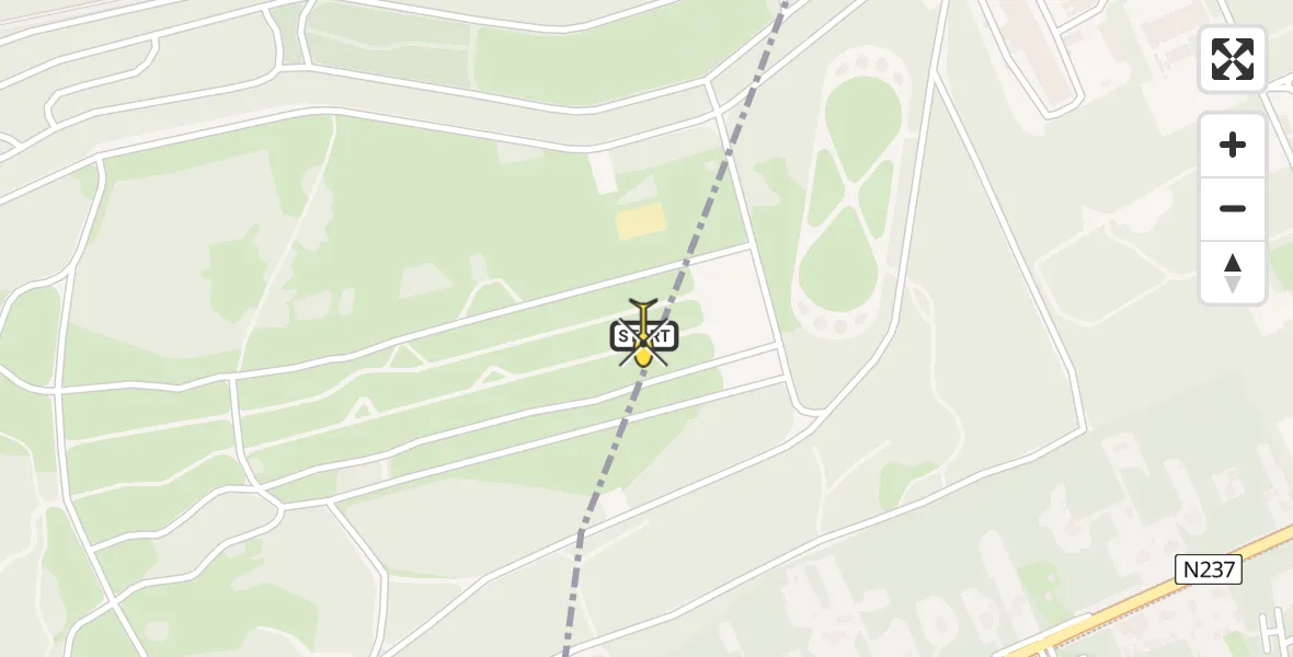 Routekaart van de vlucht: Politieheli naar Soest, Barchman Wuytierslaan