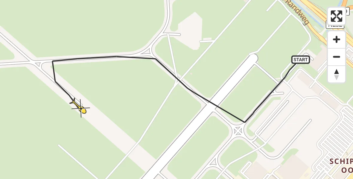 Routekaart van de vlucht: Politieheli naar Schiphol, Loevesteinse Randweg