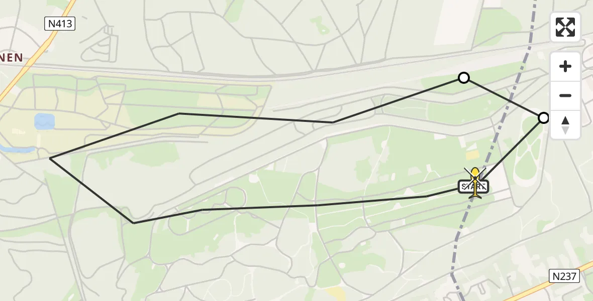 Routekaart van de vlucht: Politiehelikopter naar Soest, Monnikenboschweg