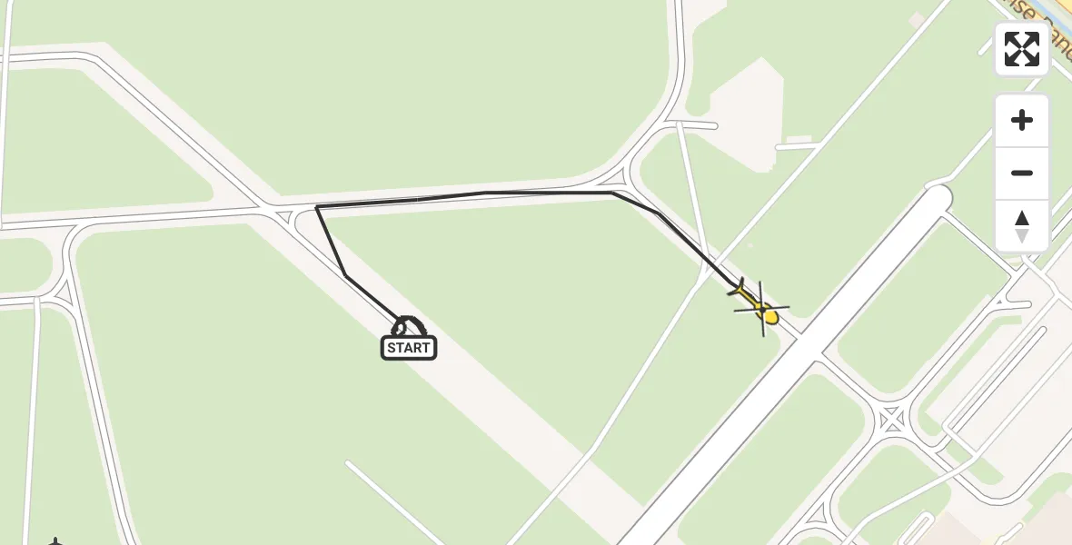 Routekaart van de vlucht: Politieheli naar Schiphol, Halim P.K. straat