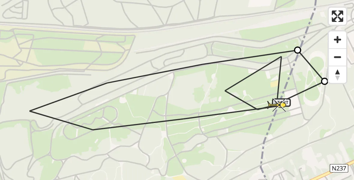 Routekaart van de vlucht: Politieheli naar Soest, Monnikenboschweg