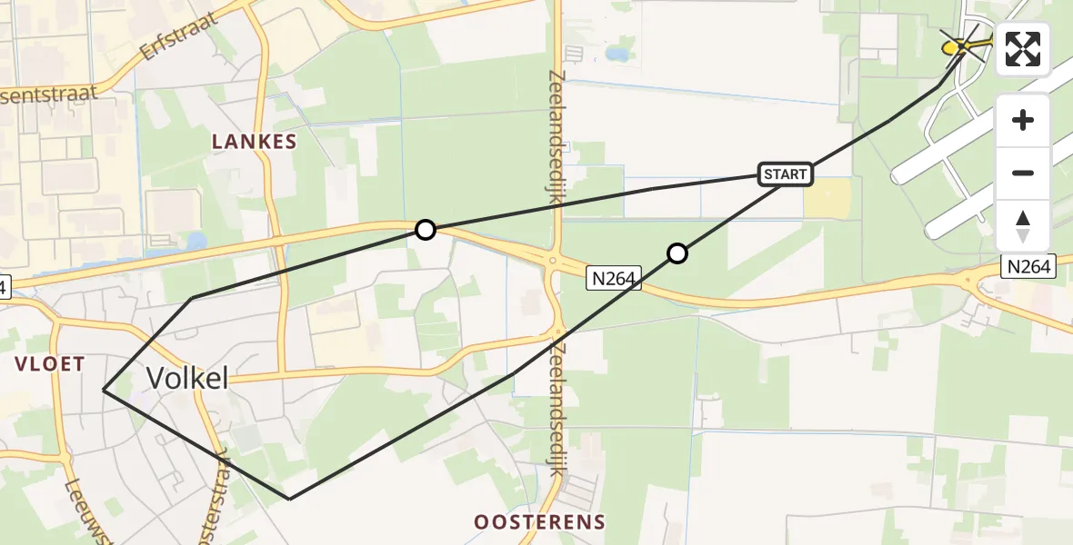 Routekaart van de vlucht: Lifeliner 3 naar Vliegbasis Volkel, Lagenheuvelstraat