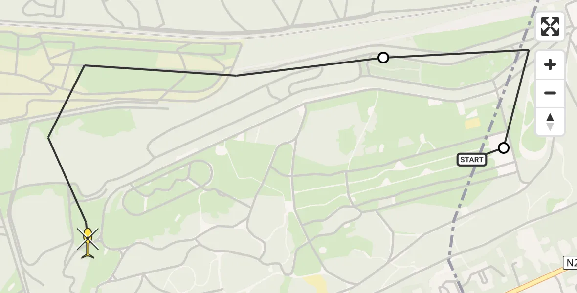 Routekaart van de vlucht: Politieheli naar Soest, Monnikenboschweg