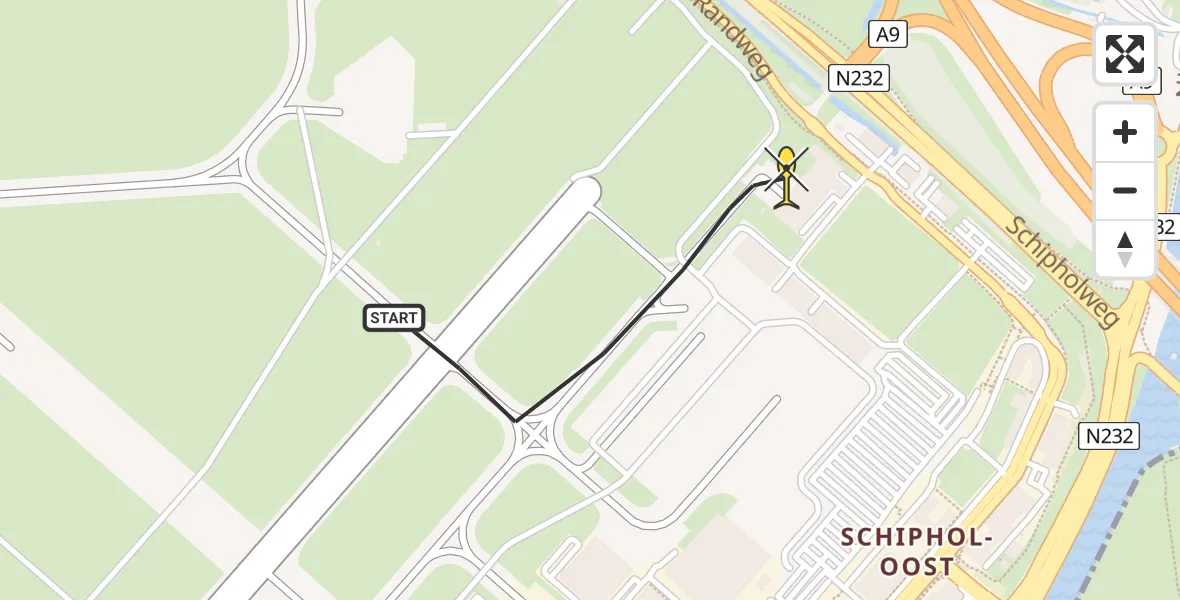 Routekaart van de vlucht: Politieheli naar Schiphol, Thermiekstraat