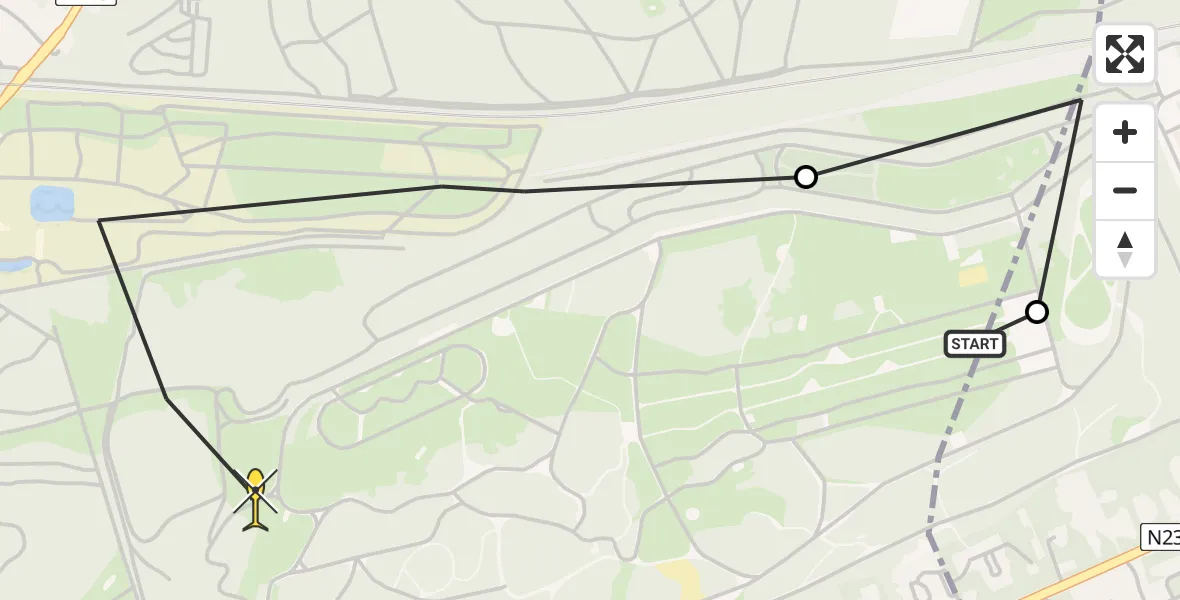 Routekaart van de vlucht: Politiehelikopter naar Soest, Monnikenboschweg