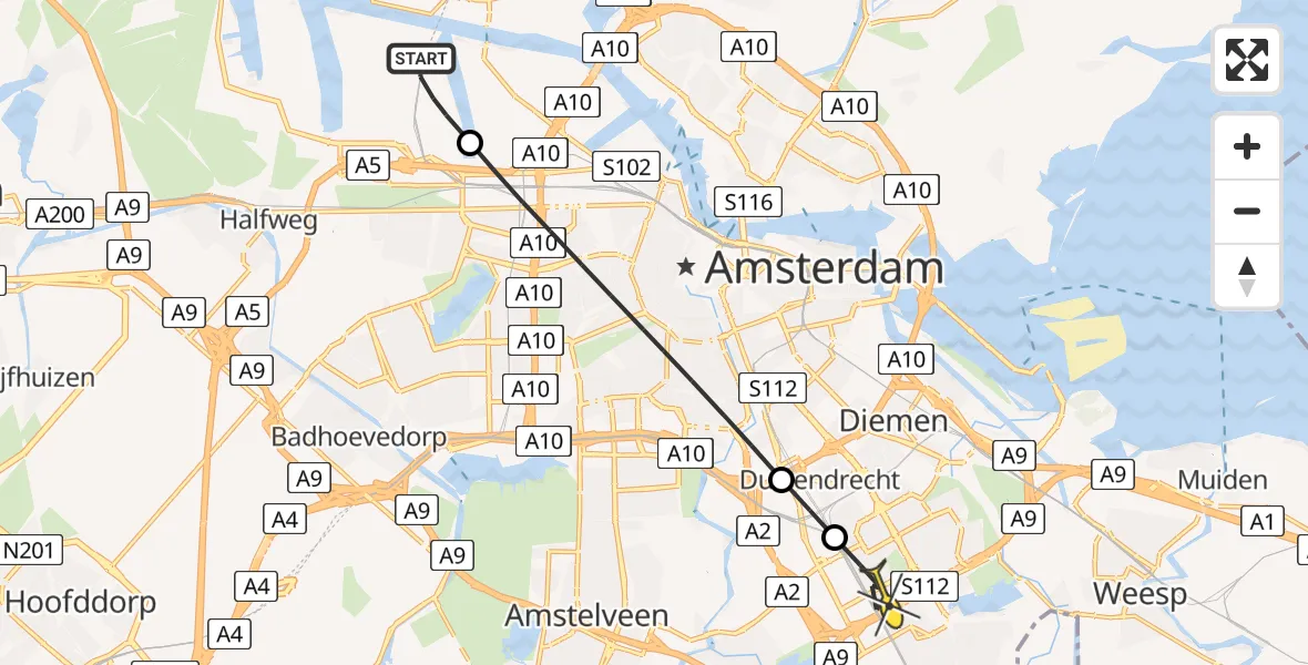 Routekaart van de vlucht: Lifeliner 1 naar Amsterdam, Maltaweg