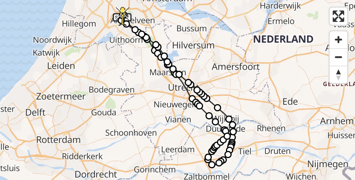 Routekaart van de vlucht: Politieheli naar Schiphol, Westerkimweg