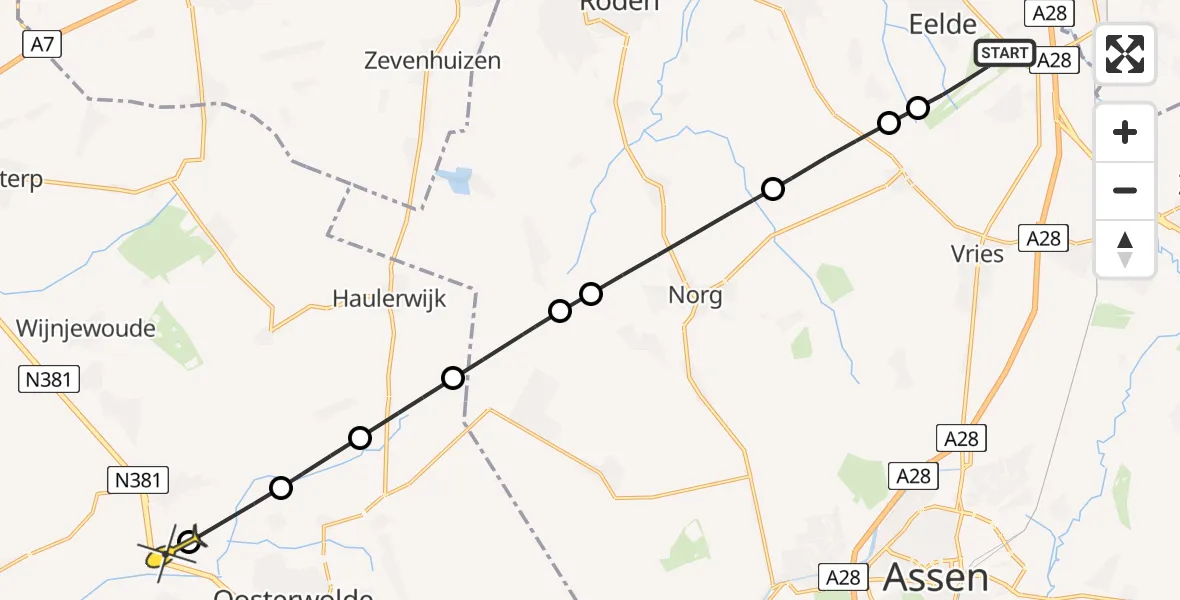 Routekaart van de vlucht: Lifeliner 4 naar Donkerbroek, Lugtenbergerweg