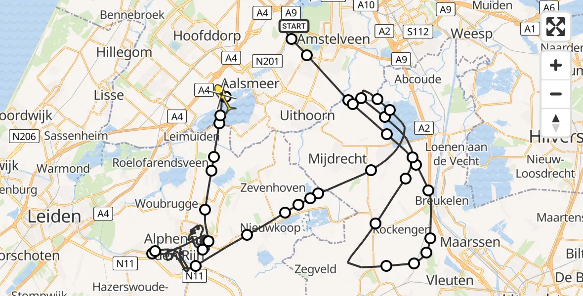 Routekaart van de vlucht: Politieheli naar Aalsmeer, Van Weerden-Poelmanweg