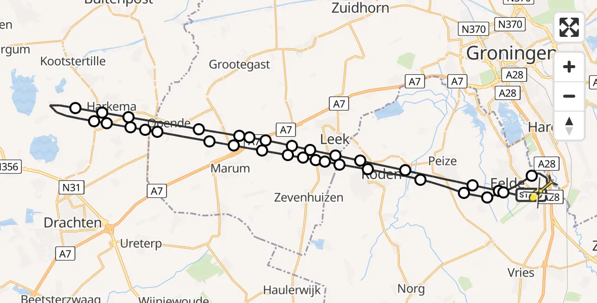 Routekaart van de vlucht: Lifeliner 4 naar Eelde, Eskampenweg