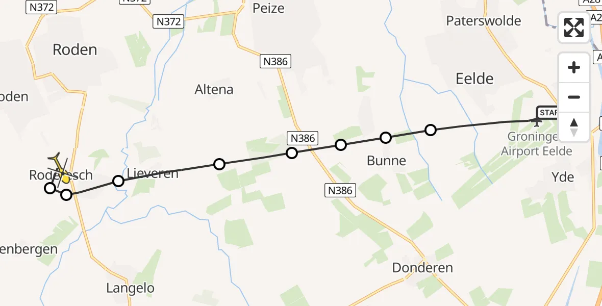 Routekaart van de vlucht: Lifeliner 4 naar Roderesch, Molenweg