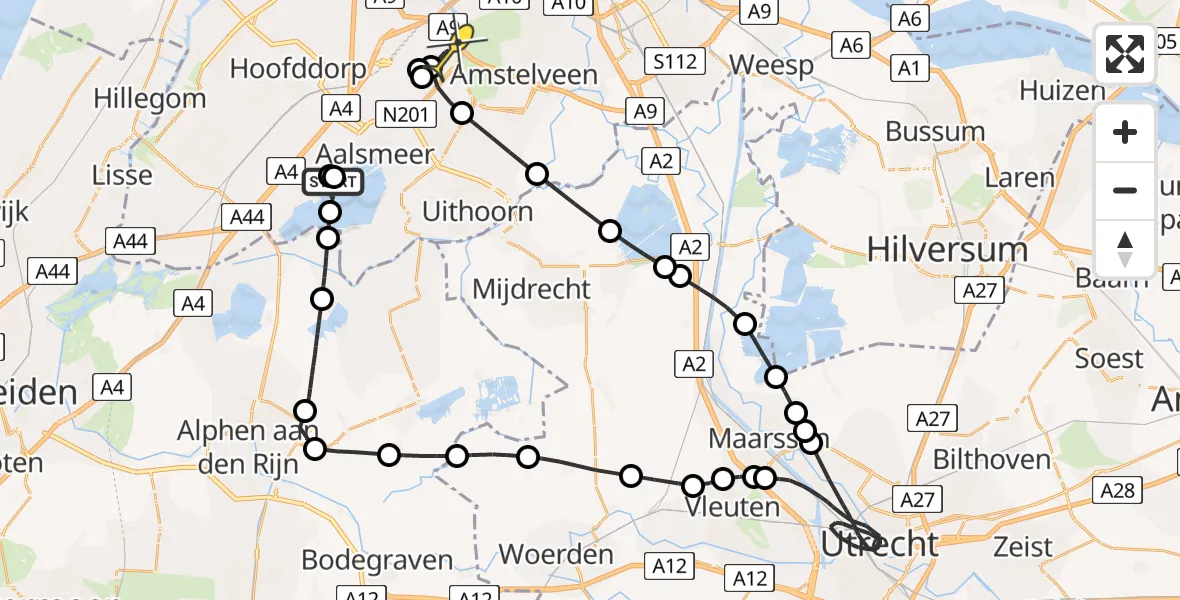 Routekaart van de vlucht: Politiehelikopter naar Schiphol, Uiterweg