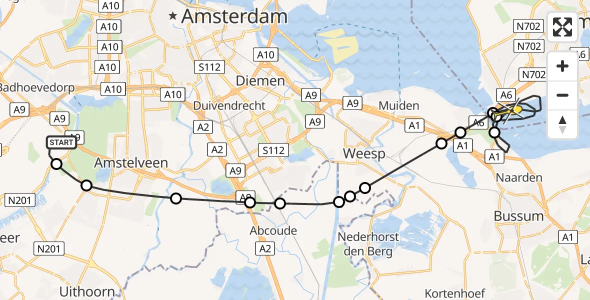 Routekaart van de vlucht: Politiehelikopter naar Almere, Westerkimweg