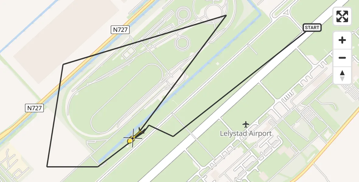Routekaart van de vlucht: Politieheli naar Lelystad Airport, Meerkoetentocht