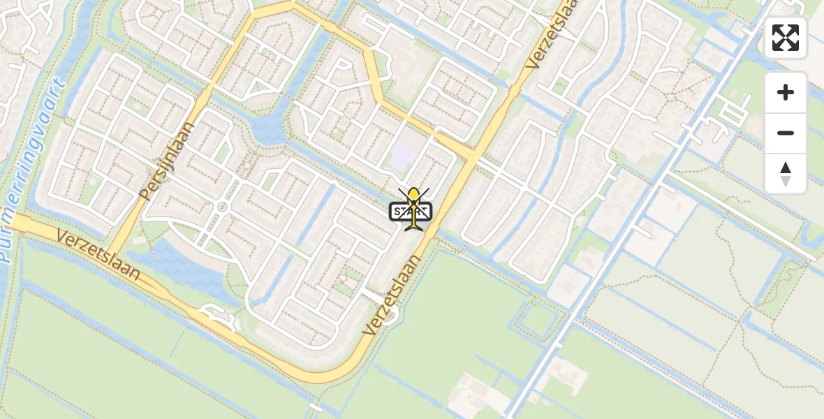 Routekaart van de vlucht: Lifeliner 1 naar Purmerend, Beethovenstraat