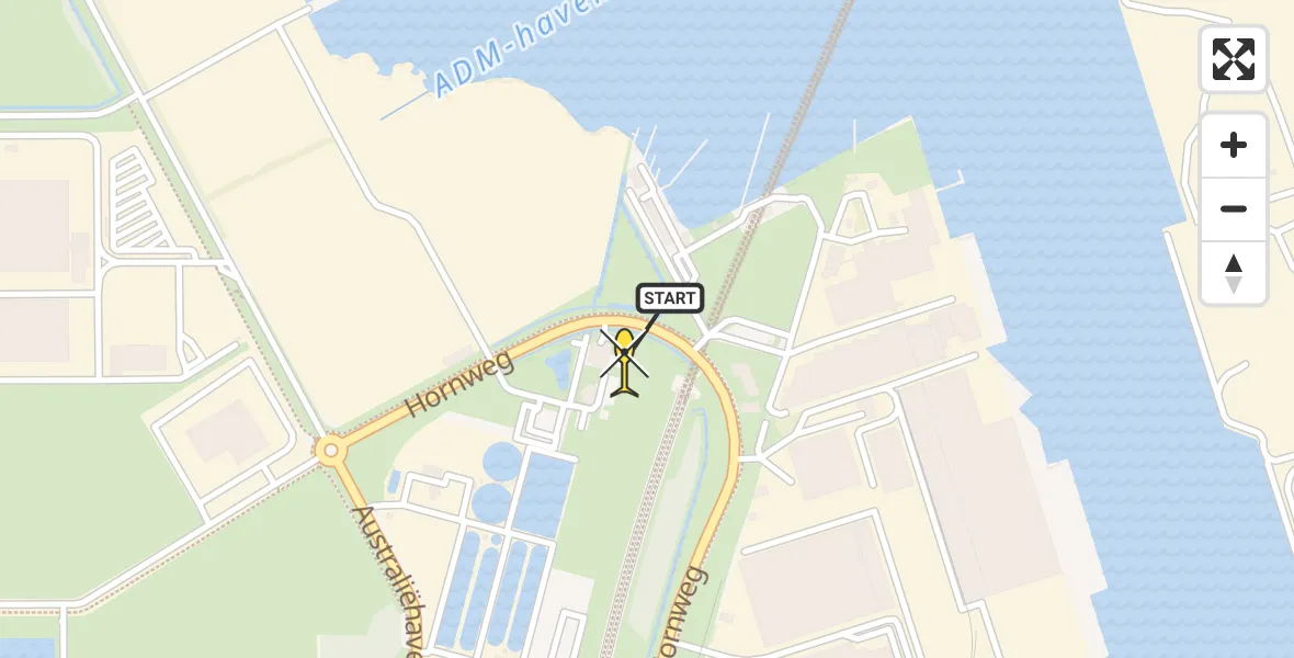 Routekaart van de vlucht: Lifeliner 1 naar Amsterdam Heliport, Hornweg