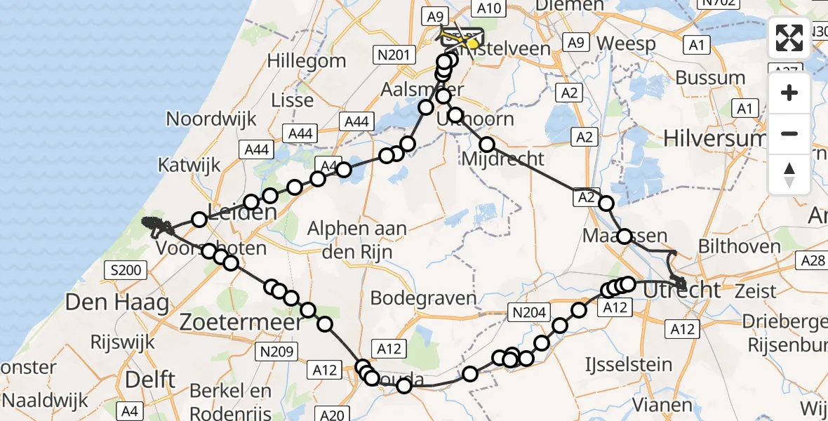 Routekaart van de vlucht: Politiehelikopter naar Schiphol, Westerkimweg