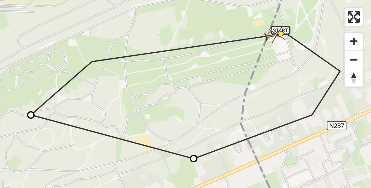 Routekaart van de vlucht: Politieheli naar Amersfoort, Barchman Wuytierslaan