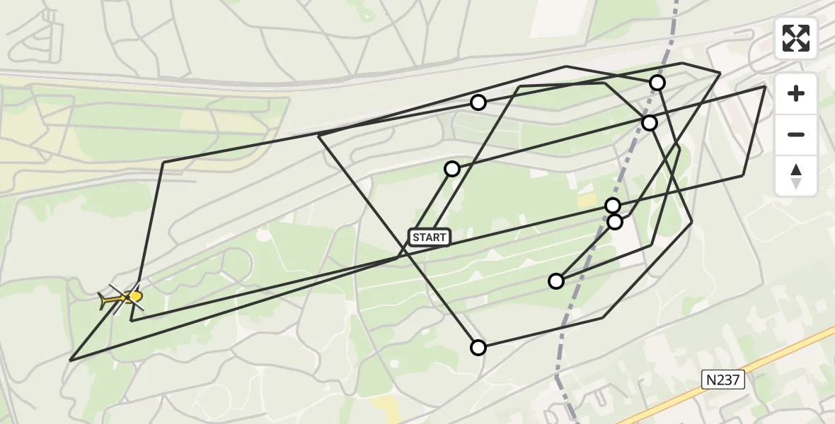 Routekaart van de vlucht: Politiehelikopter naar Soest, Barchman Wuytierslaan