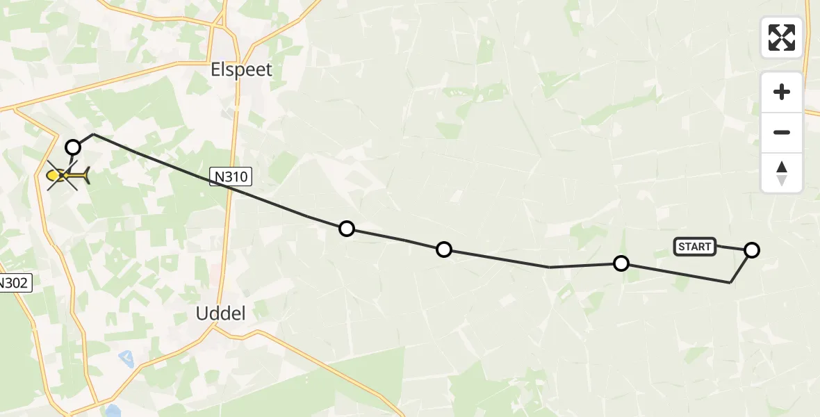 Routekaart van de vlucht: Politiehelikopter naar Ermelo, Dalweg