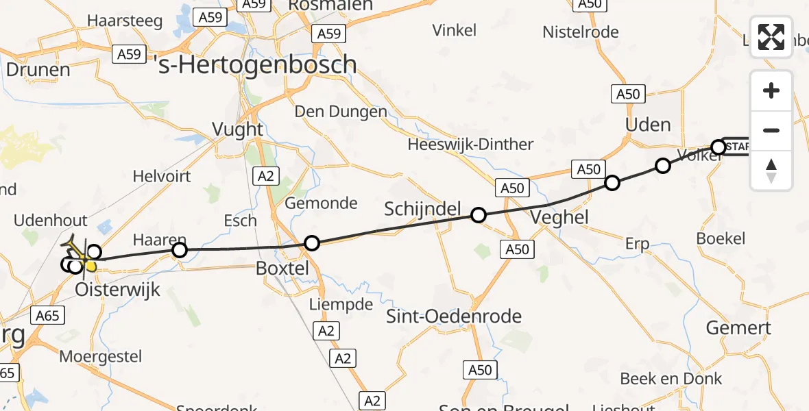 Routekaart van de vlucht: Lifeliner 3 naar Berkel-Enschot, Berkenweg