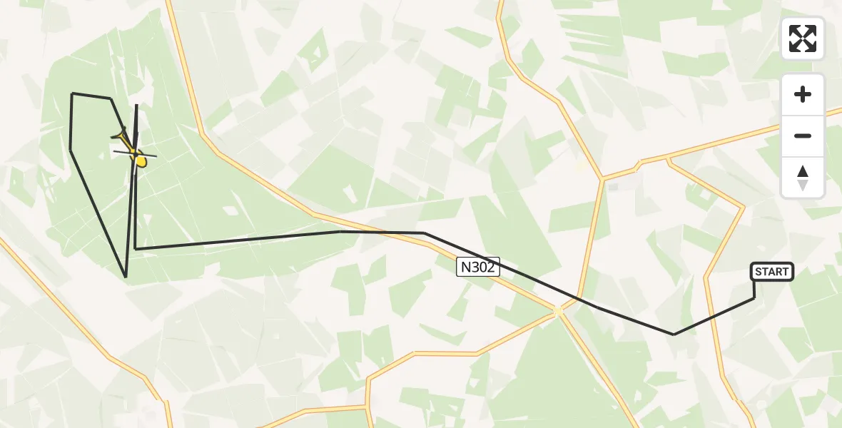 Routekaart van de vlucht: Politieheli naar Ermelo, Koningsweg