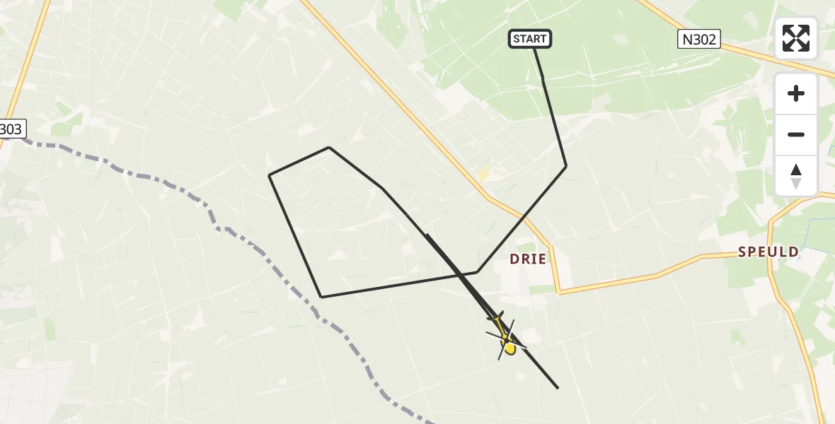 Routekaart van de vlucht: Politiehelikopter naar Ermelo, Postweg