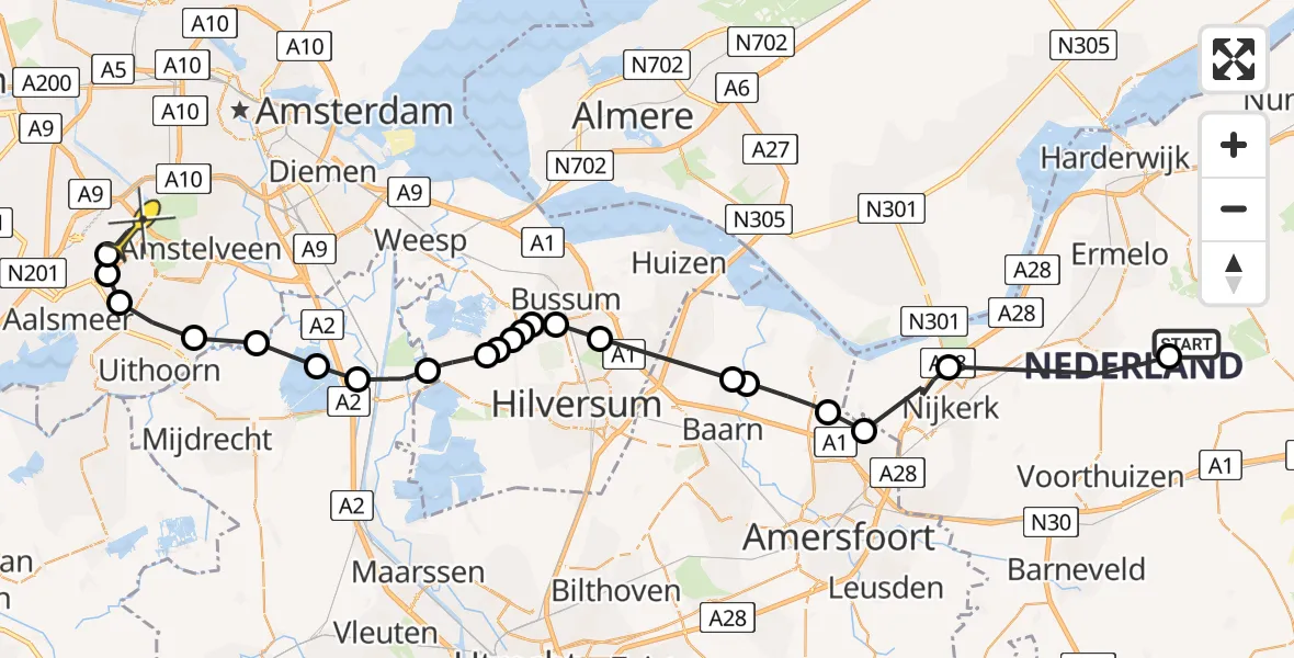 Routekaart van de vlucht: Politieheli naar Schiphol, Oude Prinsenweg