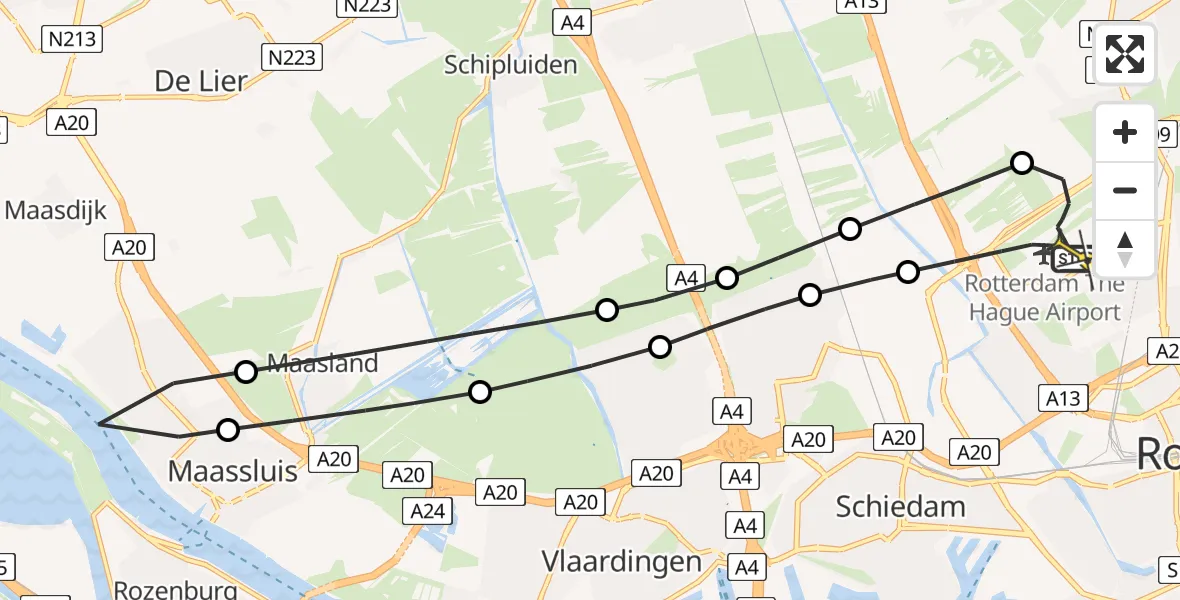 Routekaart van de vlucht: Lifeliner 2 naar Rotterdam The Hague Airport, Vliegveldweg