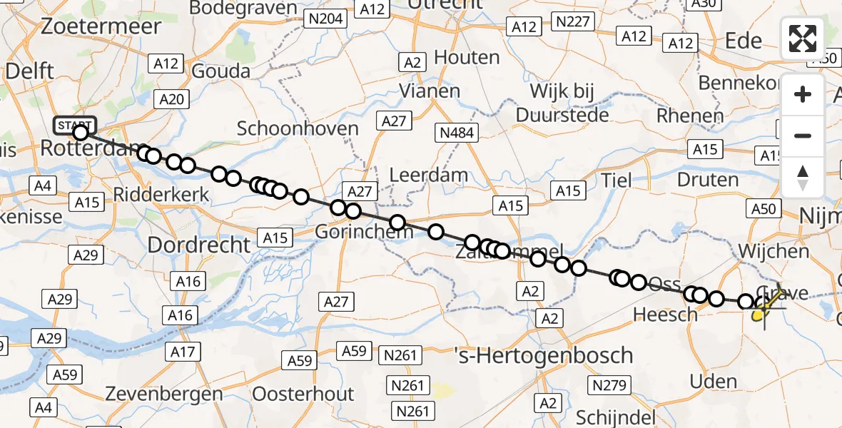 Routekaart van de vlucht: Lifeliner 2 naar Velp, Van der Duijn van Maasdamweg