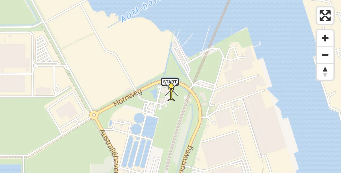 Routekaart van de vlucht: Lifeliner 1 naar Amsterdam Heliport, Hornweg