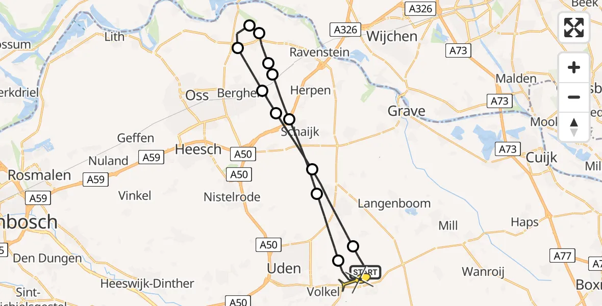 Routekaart van de vlucht: Lifeliner 3 naar Vliegbasis Volkel, Houtvennen