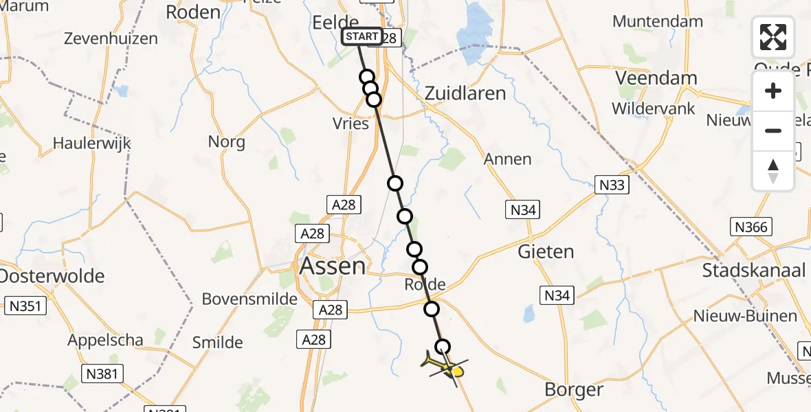 Routekaart van de vlucht: Lifeliner 4 naar Grolloo, Breukenweg