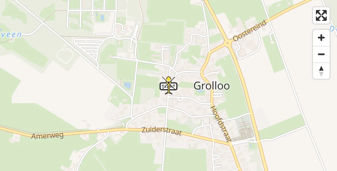 Routekaart van de vlucht: Lifeliner 4 naar Grolloo, Amerweg