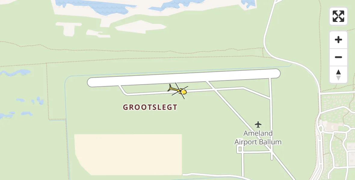 Routekaart van de vlucht: Politieheli naar Ameland Airport Ballum