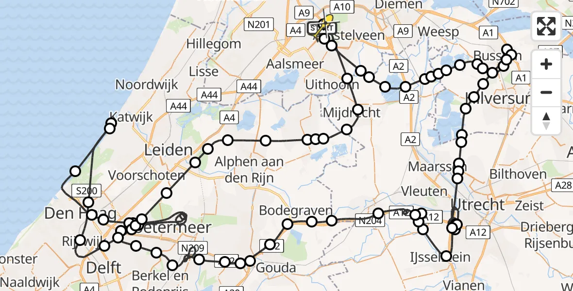 Routekaart van de vlucht: Politieheli naar Schiphol, Fokkerweg